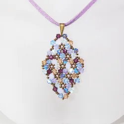 Pendant 40cm - Shea Rhombus M-Mauve Suedine - Pendant 40cm - Laiton bronze